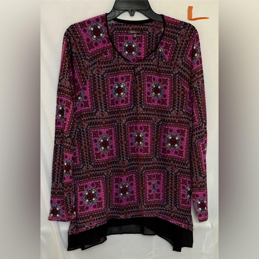 Miss Babydoll Fuchsia and Black Long Sleeve Top